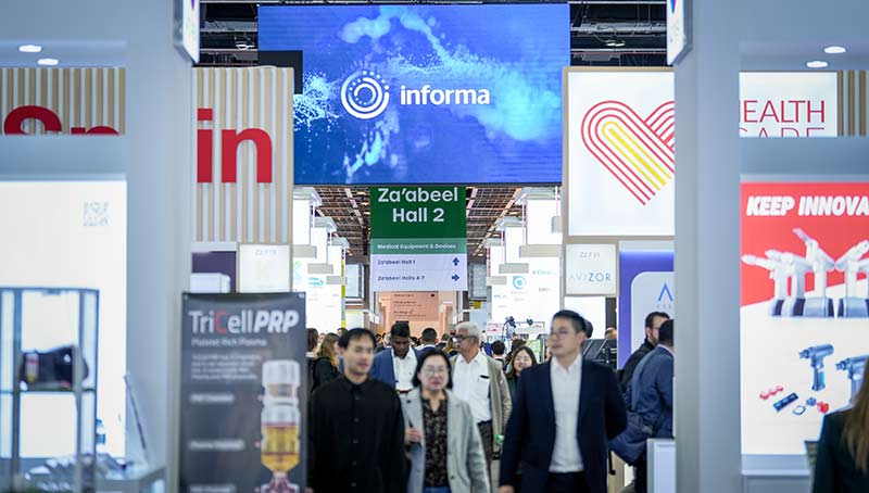 Informa and other brands signage in an event hall