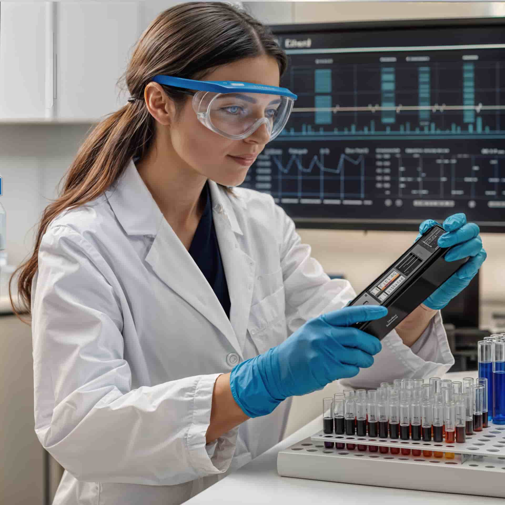 A healthcare proffesional working with test tube vials